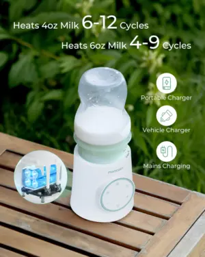 Momcozy Cordless Portable Baby Bottle Warmer for Travel Fast Heating Long Battery Life